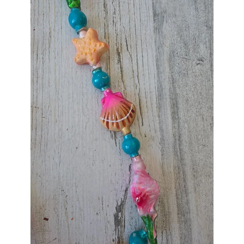 Vintage radko flamingo‎ keys shell Garland glitter pink tropical Xmas tree